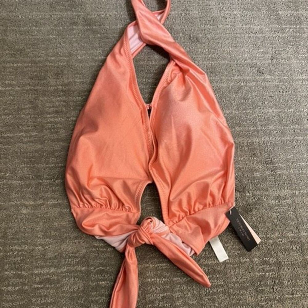 Victoria's Secret Pink Wrap High-Neck Halter Bloom Bikini Top Coral L NWT
